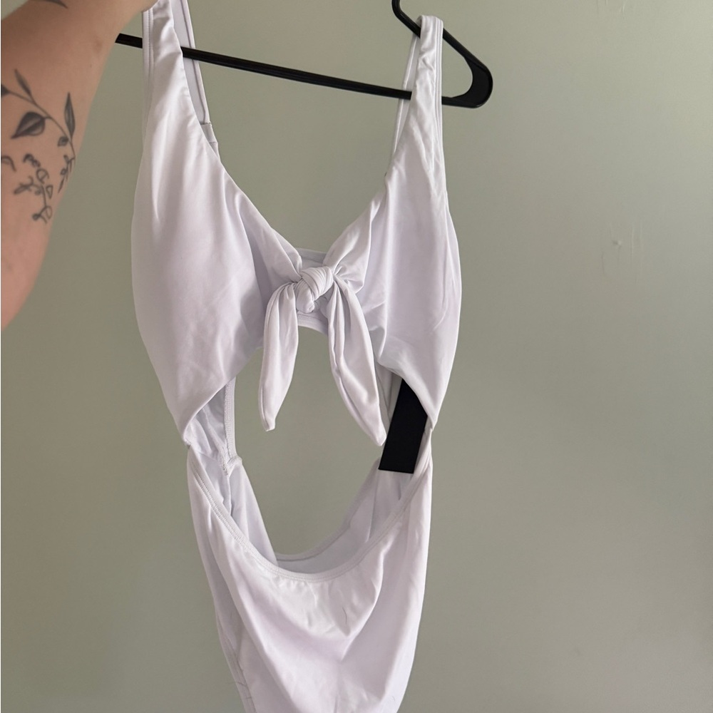 White Tie-Front Swimsuit